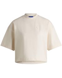 HUGO - Cropped T-shirt In Cotton Jersey With Logo Badge - Lyst