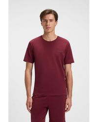 BOSS - Stretch-Cotton T-Shirt With Embroidered Logo - Lyst