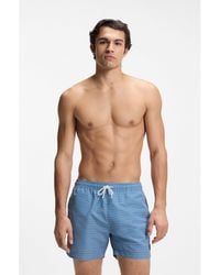 BOSS - Printed Swim Shorts With Logo Badge - Lyst