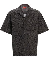 HUGO - Oversized Hemd Mit Stack-Logo-Prints - Lyst