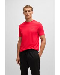 BOSS - Stretch-Cotton Regular-Fit T-Shirt With Contrast Logo - Lyst