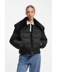 HUGO - Water-Repellent Puffer Jacket With Detachable Faux-Fur Collar - Lyst