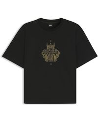 BOSS - T-Shirt Van Katoenen Jersey Met Logo-Artwork - Lyst
