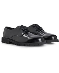 BOSS - Derby Shoes In Brush-off Leather With Lug Sole - Lyst