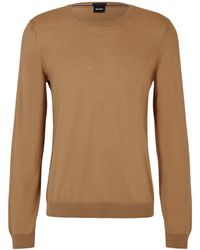 BOSS - Slim-fit Sweater In Virgin Wool With Crew Neckline - Lyst