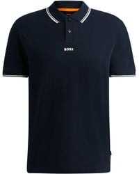 BOSS - Poloshirt aus feinem Piqué mit kontrastfarbenen Details - Lyst
