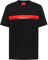 BOSS by HUGO BOSS Organic-cotton T-shirt With Red Logo Tape - Black