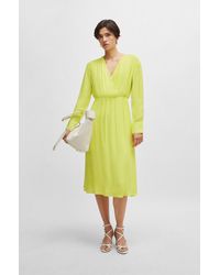 BOSS - Regular-fit Dress With Wrap Front And Button Cuffs - Lyst