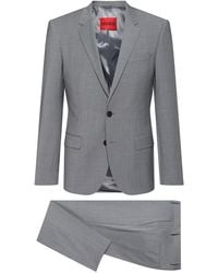 HUGO Slim-fit Suit In Wool-blend Cloth - Grey