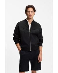 HUGO - Cotton-Blend Jacket With Broderie Stripes - Lyst