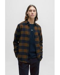 BOSS - Regular-fit Shirt In Checked Cotton Flannel - Lyst