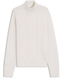BOSS - Pullover Aus Schurwolle Mit Kaschmir Und Zopfmuster - Lyst