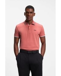 BOSS - Cotton Piqué Polo Shirt With Logo Details - Lyst