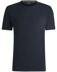 BOSS - Equestrian Stretch-Cotton T-Shirt With Logo Embroidery - Lyst