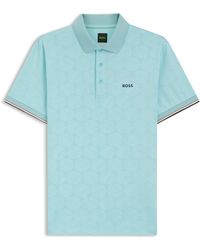 BOSS - Active Slim-Fit Poloshirt Mit Geprägtem Tennisball-Muster - Lyst