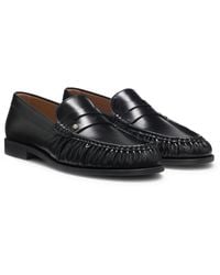 BOSS - Leather Moccasins With Double B Monogram - Lyst