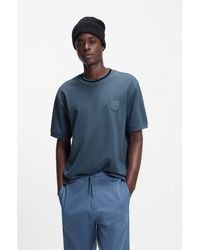 HUGO - Cotton-Blend T-Shirt With Drop-Needle Stripe - Lyst
