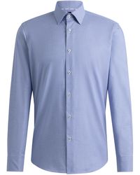 BOSS - Regular-Fit Hemd aus bügelleichter Stretch-Baumwolle mit Pepita-Muster - Lyst