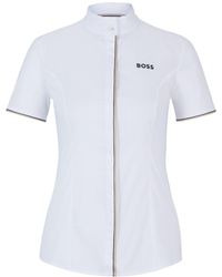 BOSS - Equestrian Show Blouse With Stretch-Cotton Middle - Lyst