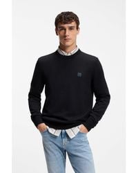 BOSS - Cotton-Blend Sweater With Logo Patch - Lyst