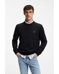 BOSS - Cotton-Blend Sweater With Logo Patch - Lyst