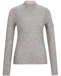 BOSS - Equestrian Soft-Knit Sweater With Two-Tone Effect - Lyst