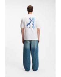 HUGO - Crew-Neck Cotton T-Shirt With Desert Print - Lyst