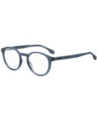 BOSS - Round Optical Frames In Blue Acetate With 3d Logo - Lyst
