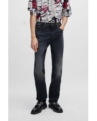 HUGO - Slim-fit Jeans In Gray Stretch Denim - Lyst