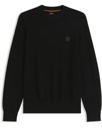 BOSS - Cotton-Piqué Sweater With Logo Patch - Lyst