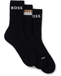 BOSS - 3-pack Quarter Length Rib Stripe Combed Cotton Socks - Lyst