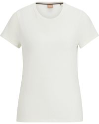 BOSS - T-shirt Van Een Katoenmix Met Gebreide 3d-monogrammen - Lyst