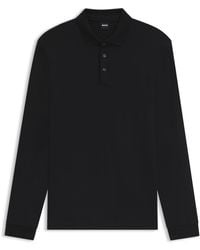 BOSS - Polo Met Lange Mouwen Van Interlocked Katoen Met Logo - Lyst