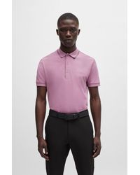 BOSS - Cotton-piqué Slim-fit Polo Shirt With Tonal Logo - Lyst