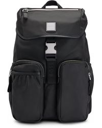 BOSS - Flap-closure Backpack In Recycled Fabric With Logo Patch - Lyst