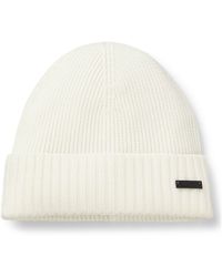 BOSS - Rib-Knit Virgin-Wool Beanie With Logo Plaque - Lyst