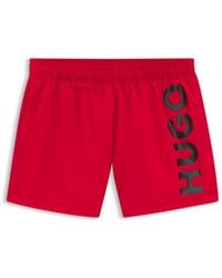 HUGO - Schnell Trocknende Badeshorts Mit Vertikalem Logo-Print - Lyst