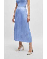 BOSS - Long Skirt In Micro-pleated Sateen Fabric - Lyst