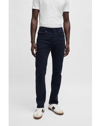 BOSS - Slim-fit Jeans In Dark-blue Soft Stretch Denim - Lyst