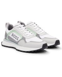BOSS - Mixed-material Lace-up Trainers With Faux Leather - Lyst