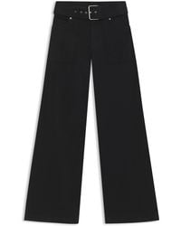 HUGO - Satin-Hose Aus Stretch-Baumwolle Mit Weitem Beinverlauf Und Gürtel - Lyst