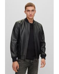 BOSS - Regular-fit Jacket In Textured Soft-touch Leather - Lyst