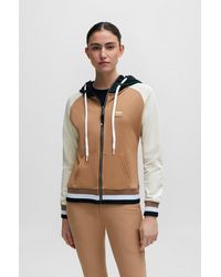 BOSS - Equestrian Zip-up Colour-blocked Hoodie With Logo Patch - Lyst