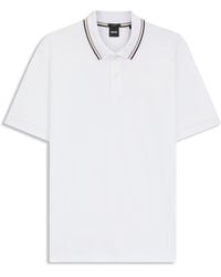 BOSS - Polo Slim Fit en coton à col rayé - Lyst