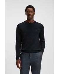 BOSS - Logo-embroidered Sweater In Wool - Lyst