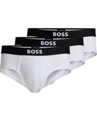 BOSS - Three-Pack Of Stretch-Cotton Briefs With Logo Waistbands - Lyst