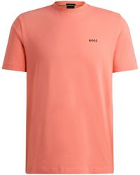 BOSS - Regular-fit T-shirt Van Stretchkatoen Met Contrasterend Logo - Lyst