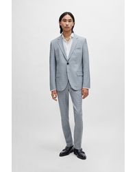 HUGO - Slim-fit Suit In Checked Performance-stretch Material - Lyst