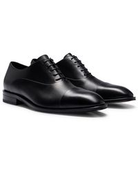 BOSS - Italian-made Leather Oxford Shoes With Branding - Lyst