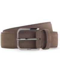 BOSS - Leather Business Belt With Polished Gunmetal Buckle - Lyst